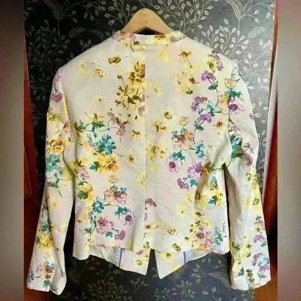ANTONIO MELANI Floral Yellow Blazer Size 6 - Picture 3 of 6